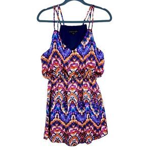 City Triangles Dress Colorful Satin Bohemian Midi Spaghetti Strappy M